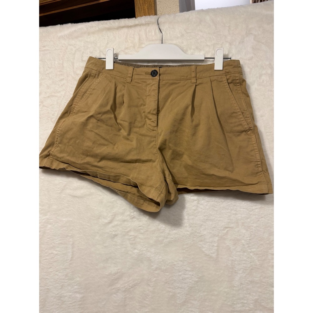 J.Crew Womens Pleated Chino Shorts Size 6 Khaki Tan Mid Rise Cotton Twill C1579